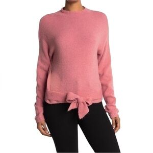 WAYF Pink Mock Neck Sweater Tie Front Womens Medium NWT